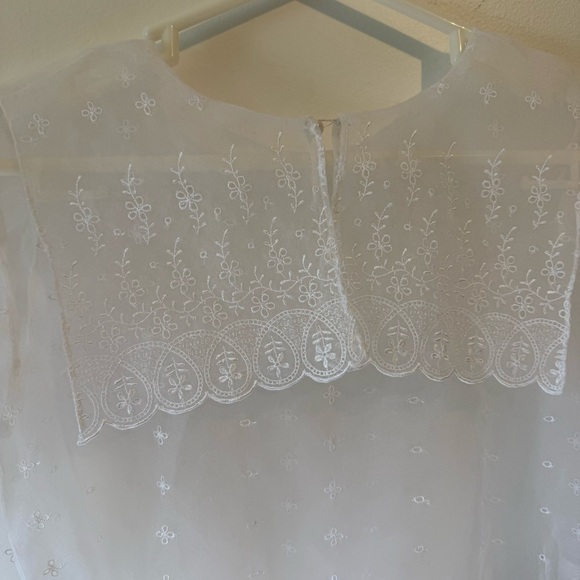 Girl WHITE Nylon Party Circle Dress Sheer unlined baby doll SZ 12 Halloween - Picture 3 of 9